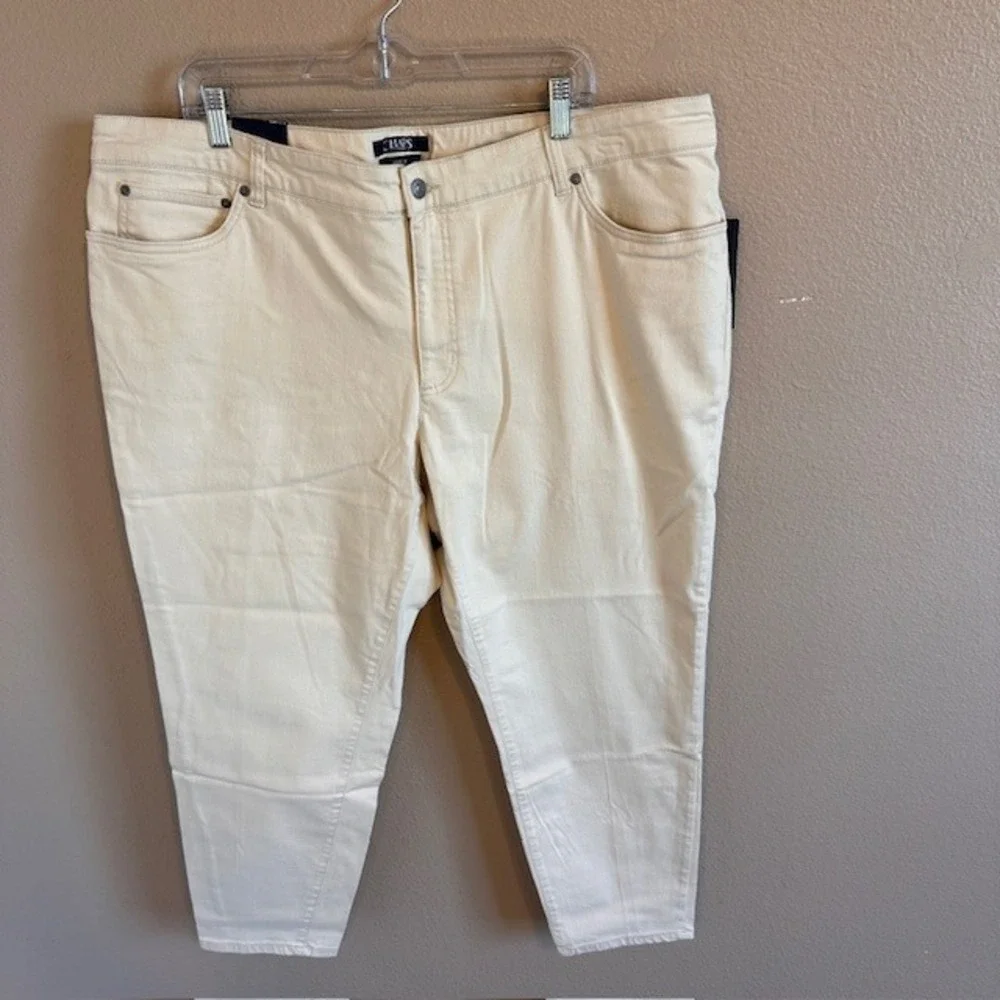 NWT Chaps Women's Natural Cream White Super Stretch Slim Fit Ankle Pants 22W‎